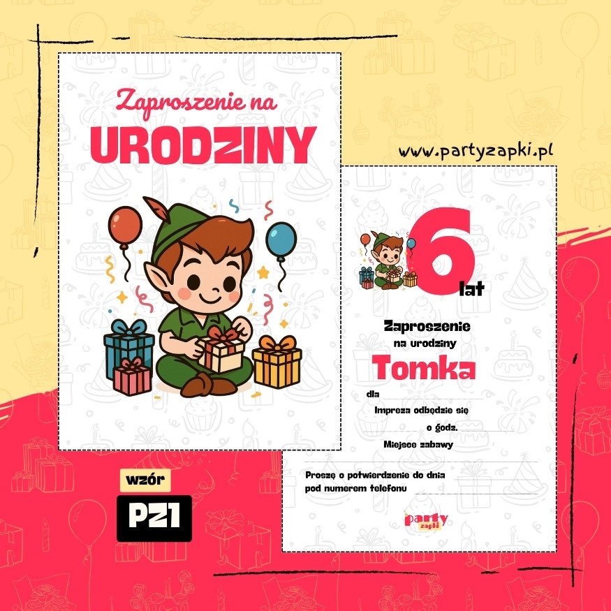 piotrus pan zaproszenie na urodziny 06 pz1