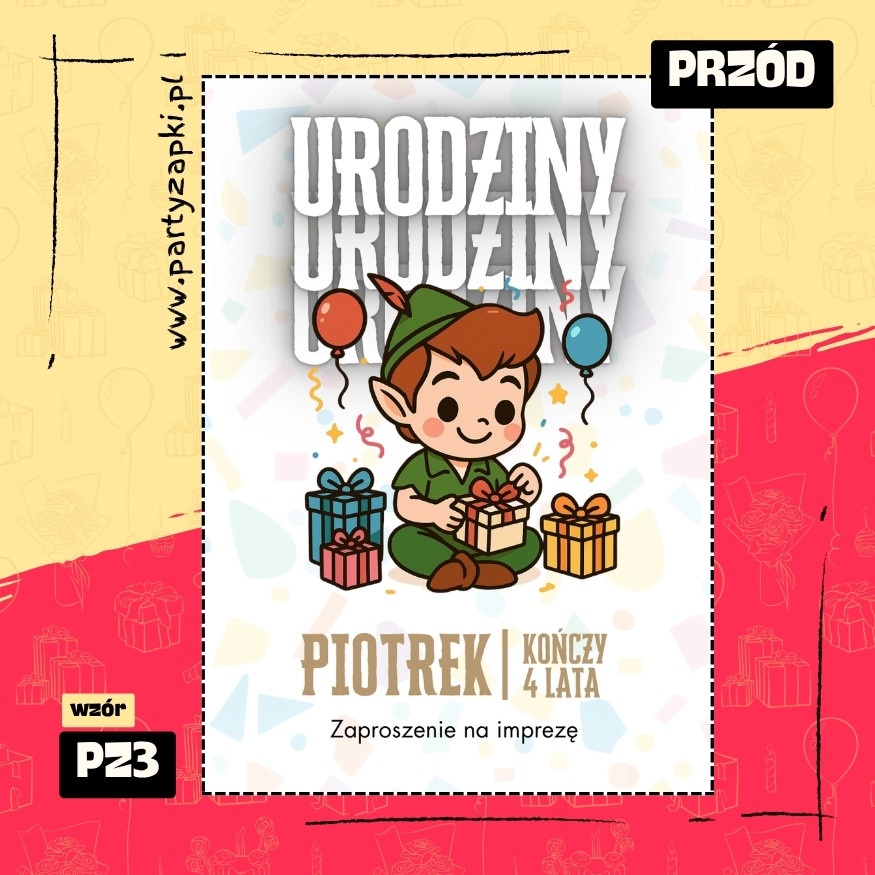 piotrus pan zaproszenie na urodziny 01 pz3 przod