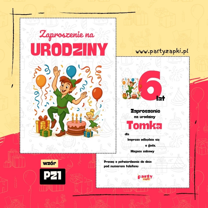 piotrus pan zaproszenie na urodziny 07 pz1