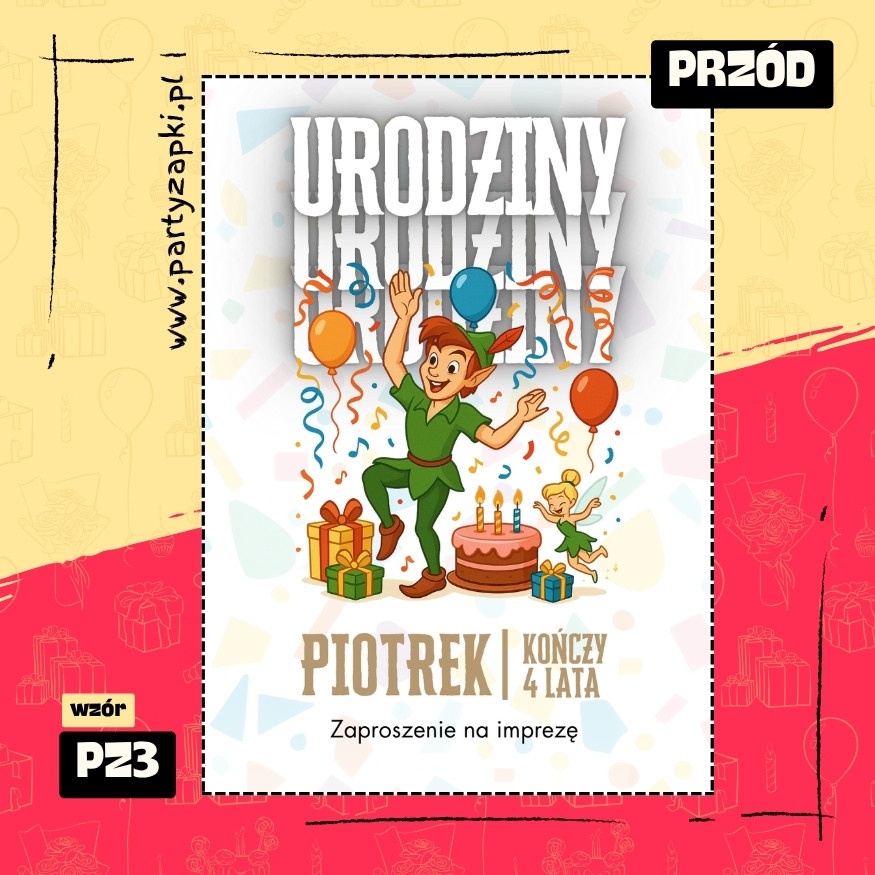piotrus pan zaproszenie na urodziny 01 pz3 przod