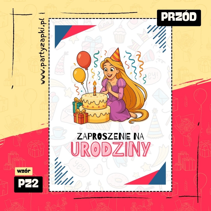 roszpunka zaplatani zaproszenie na urodziny 01 pz2 przod