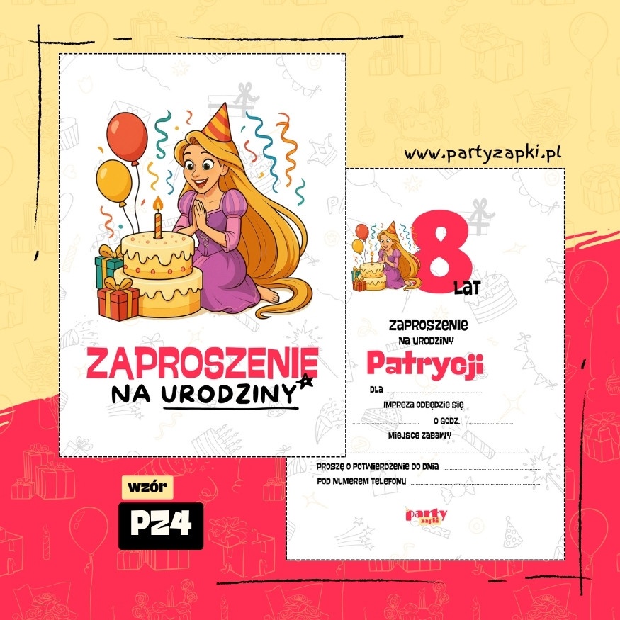 roszpunka zaplatani zaproszenie na urodziny 01 pz4