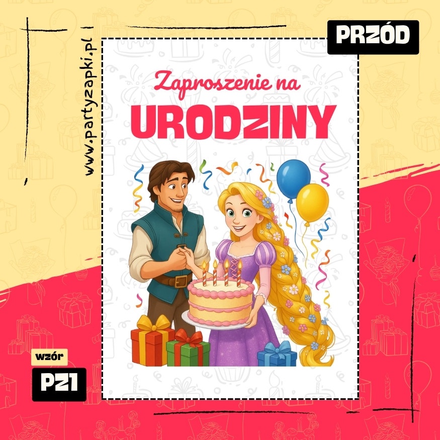 roszpunka zaplatani zaproszenie na urodziny 01 pz1 przod