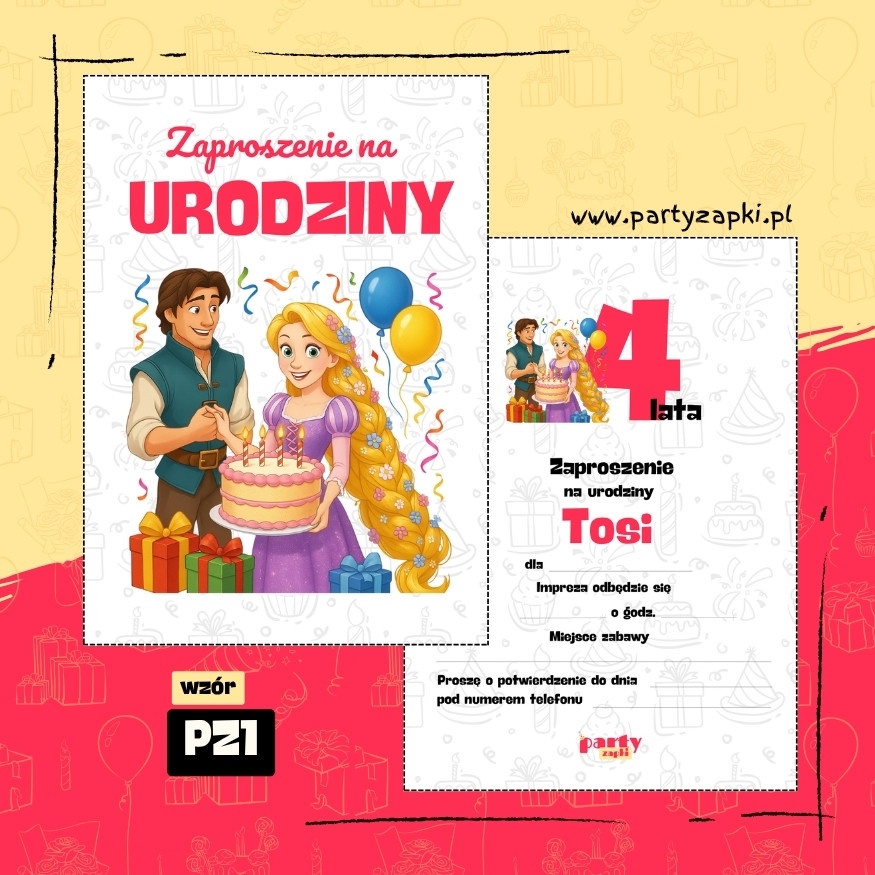 roszpunka zaplatani zaproszenie na urodziny 03 pz1