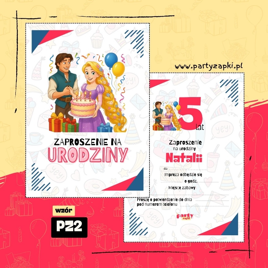 roszpunka zaplatani zaproszenie na urodziny 03 pz2