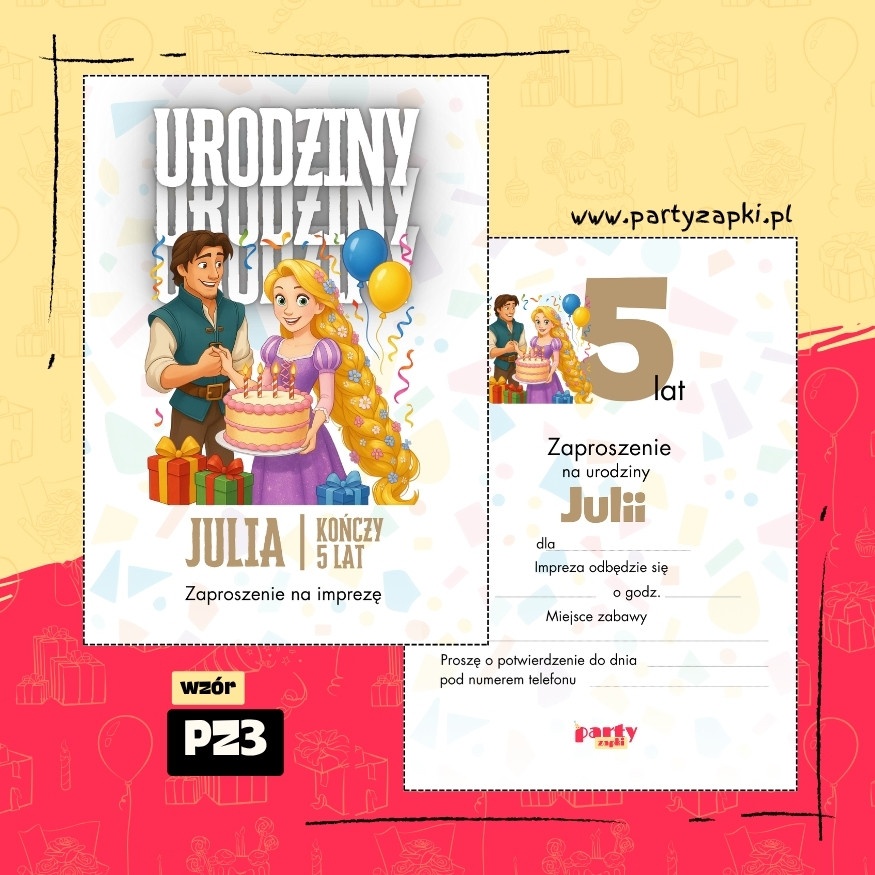 roszpunka zaplatani zaproszenie na urodziny 03 pz3