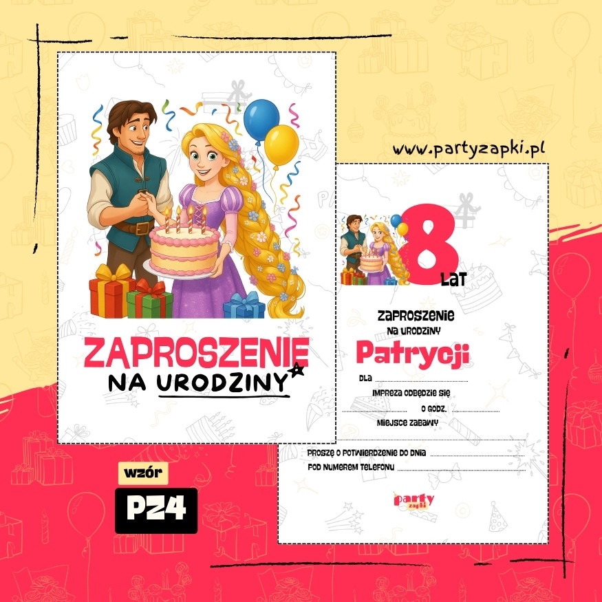 roszpunka zaplatani zaproszenie na urodziny 03 pz4