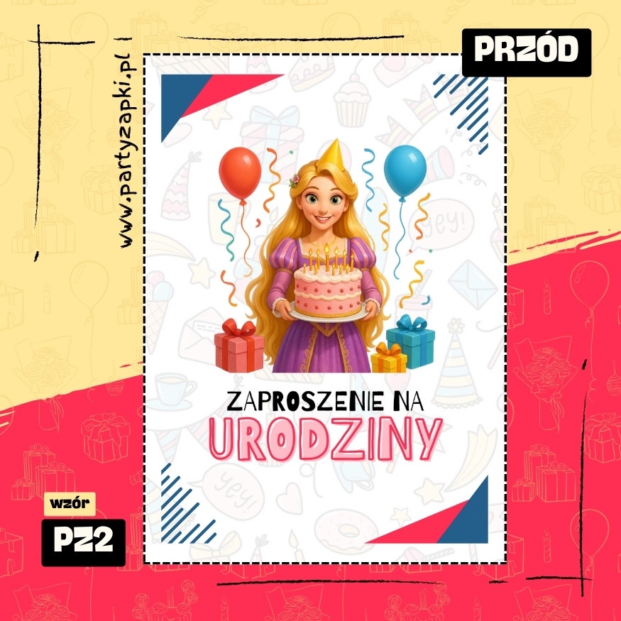roszpunka zaplatani zaproszenie na urodziny 01 pz2 przod