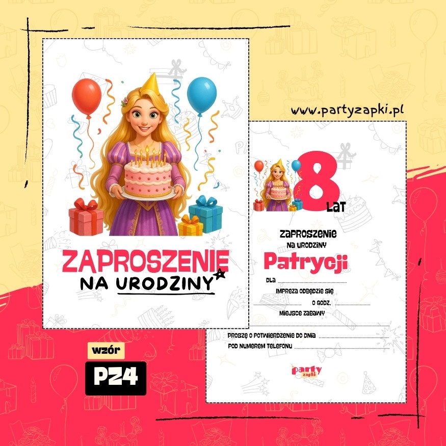 roszpunka zaplatani zaproszenie na urodziny 04 pz4
