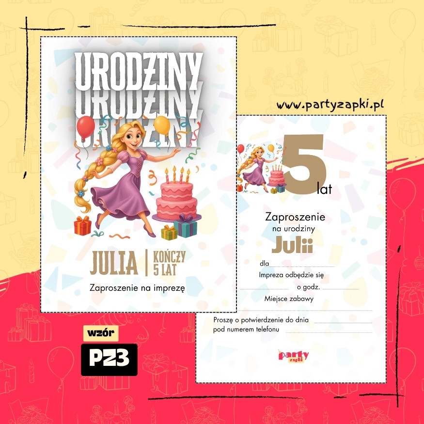 roszpunka zaplatani zaproszenie na urodziny 06 pz3