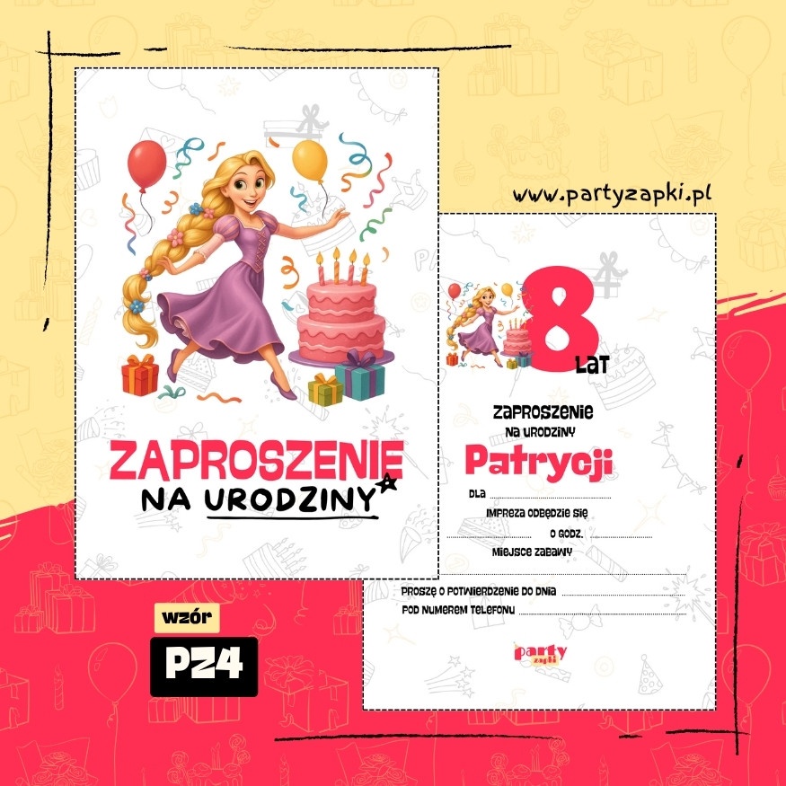 roszpunka zaplatani zaproszenie na urodziny 06 pz4