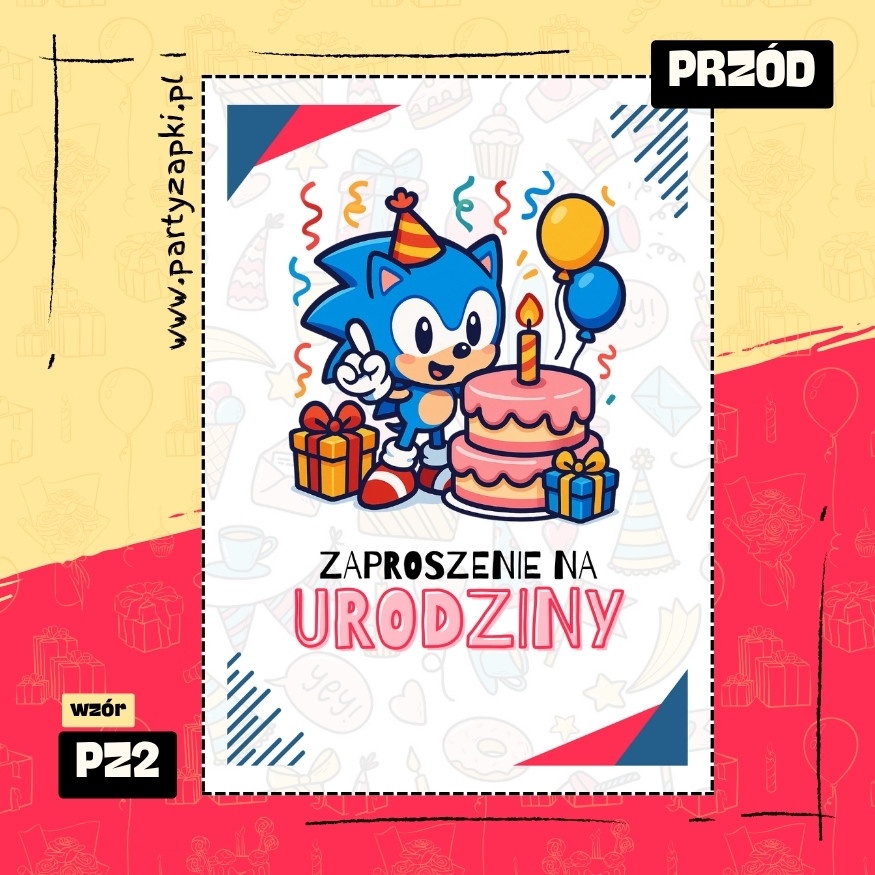 sonic zaproszenie na urodziny 01 pz2 przod
