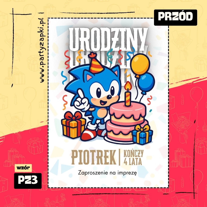 sonic zaproszenie na urodziny 01 pz3 przod