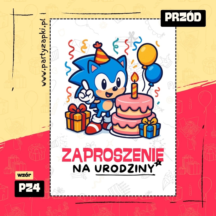 sonic zaproszenie na urodziny 01 pz4 przod