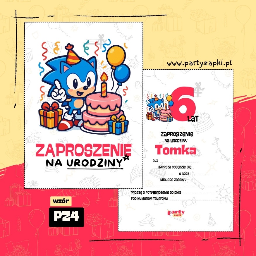 sonic the hedgehog zaproszenie na urodziny 01 pz4