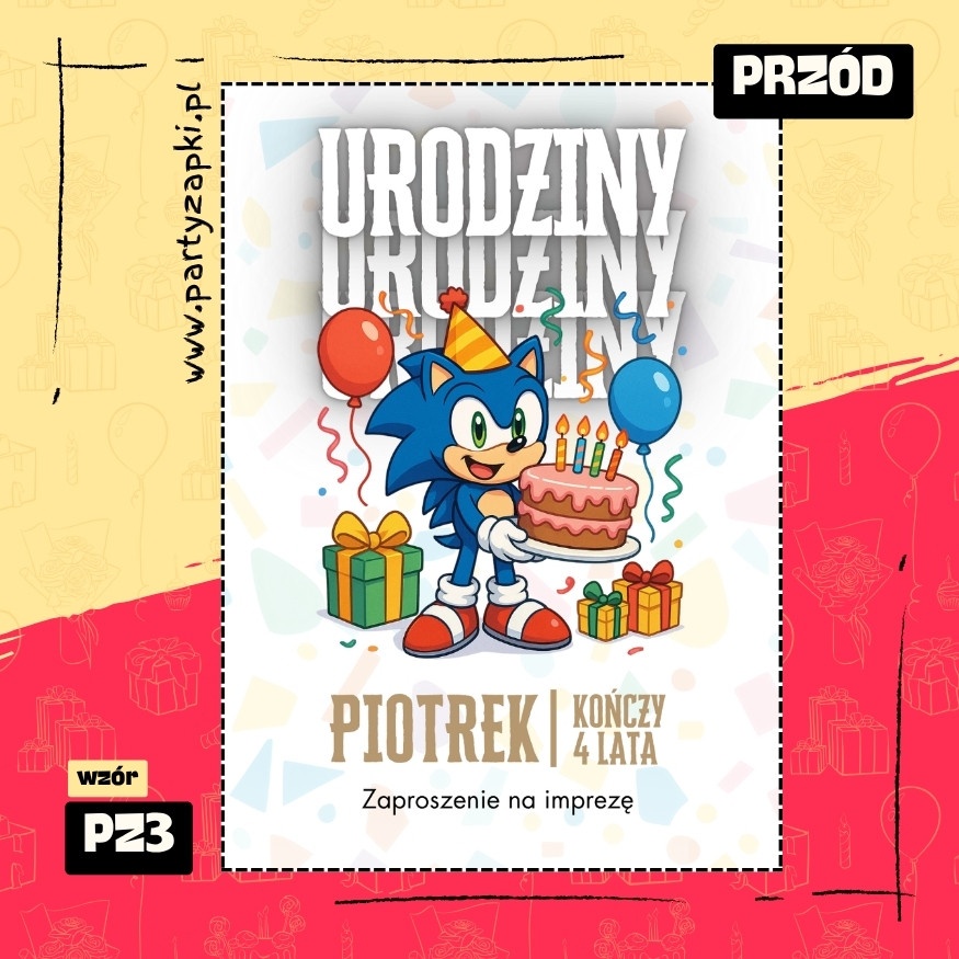 sonic zaproszenie na urodziny 01 pz3 przod
