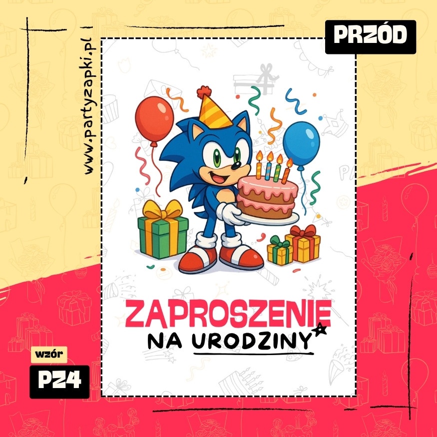 sonic zaproszenie na urodziny 01 pz4 przod
