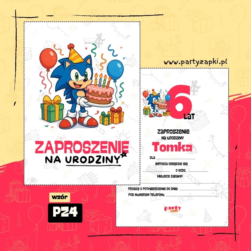 sonic the hedgehog zaproszenie na urodziny 06 pz4