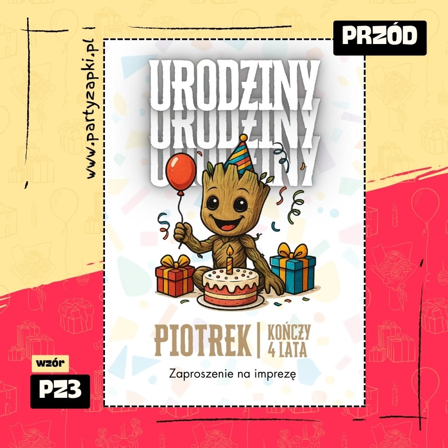 groot straznicy galaktyki zaproszenie na urodziny 01 pz3 przod