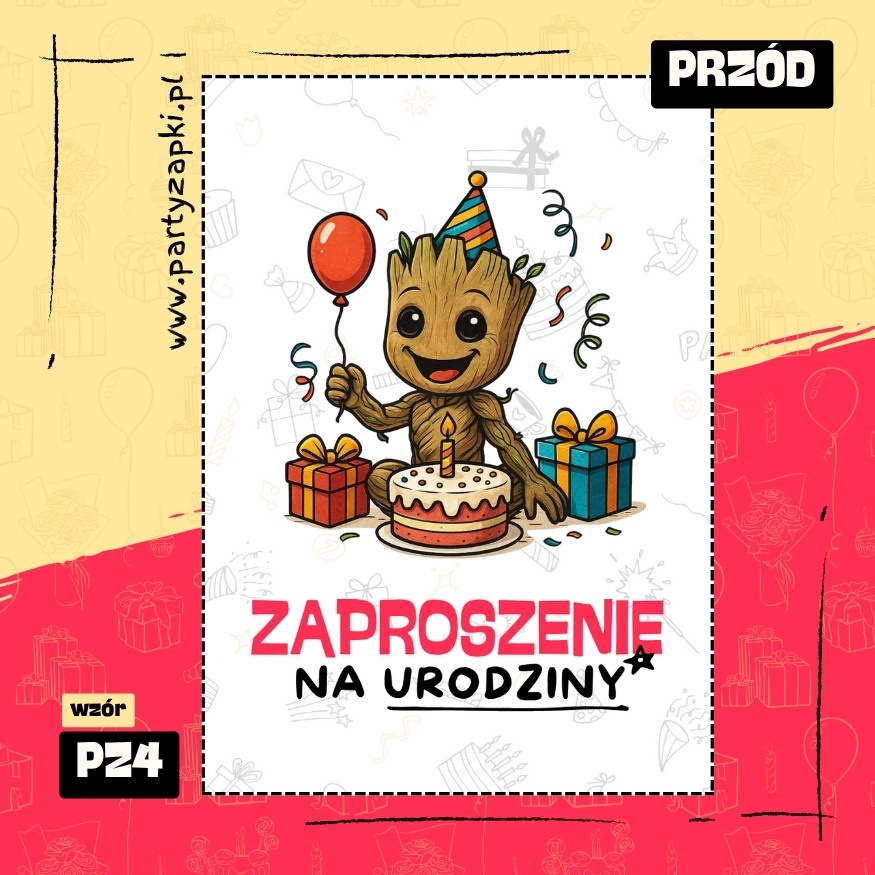groot straznicy galaktyki zaproszenie na urodziny 01 pz4 przod