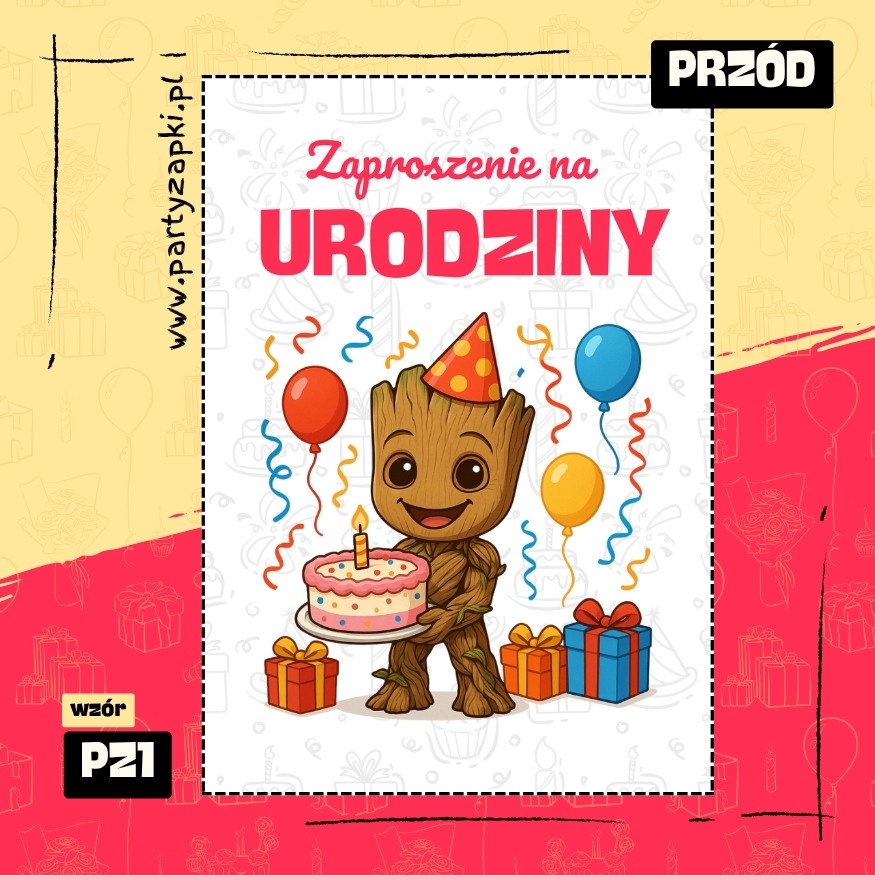 groot straznicy galaktyki zaproszenie na urodziny 01 pz1 przod