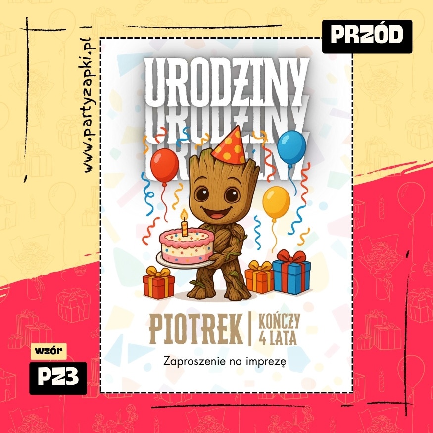groot straznicy galaktyki zaproszenie na urodziny 01 pz3 przod