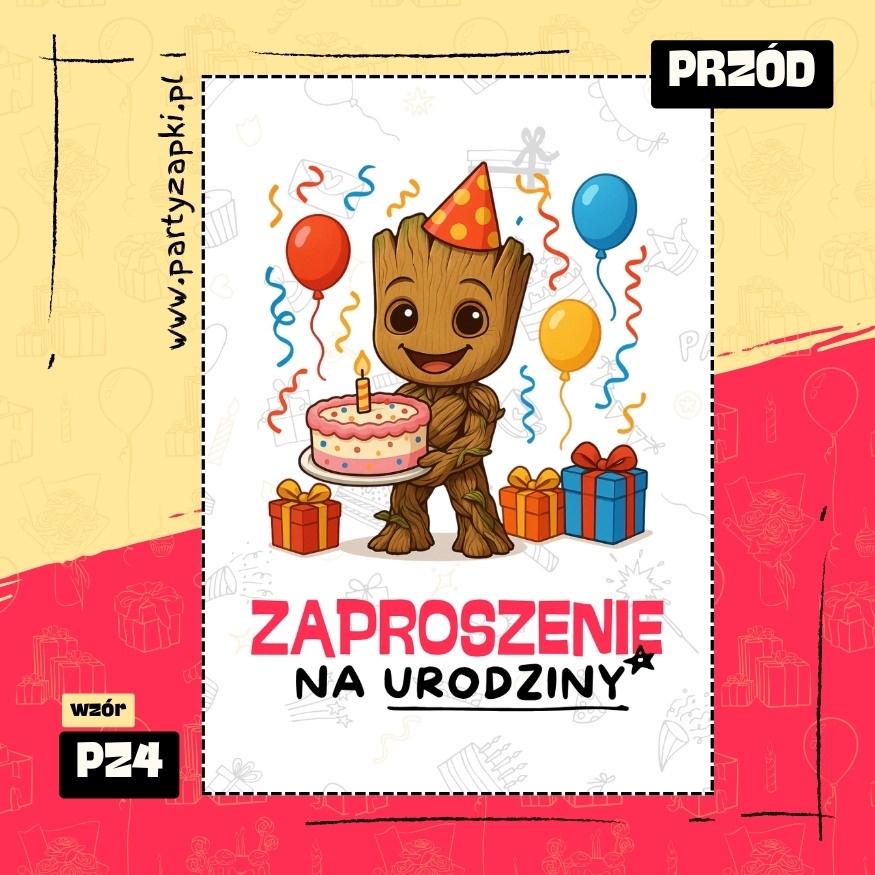 groot straznicy galaktyki zaproszenie na urodziny 01 pz4 przod