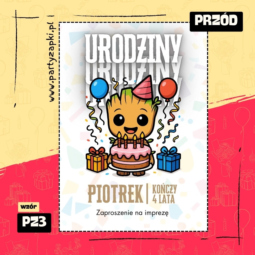 groot straznicy galaktyki zaproszenie na urodziny 01 pz3 przod