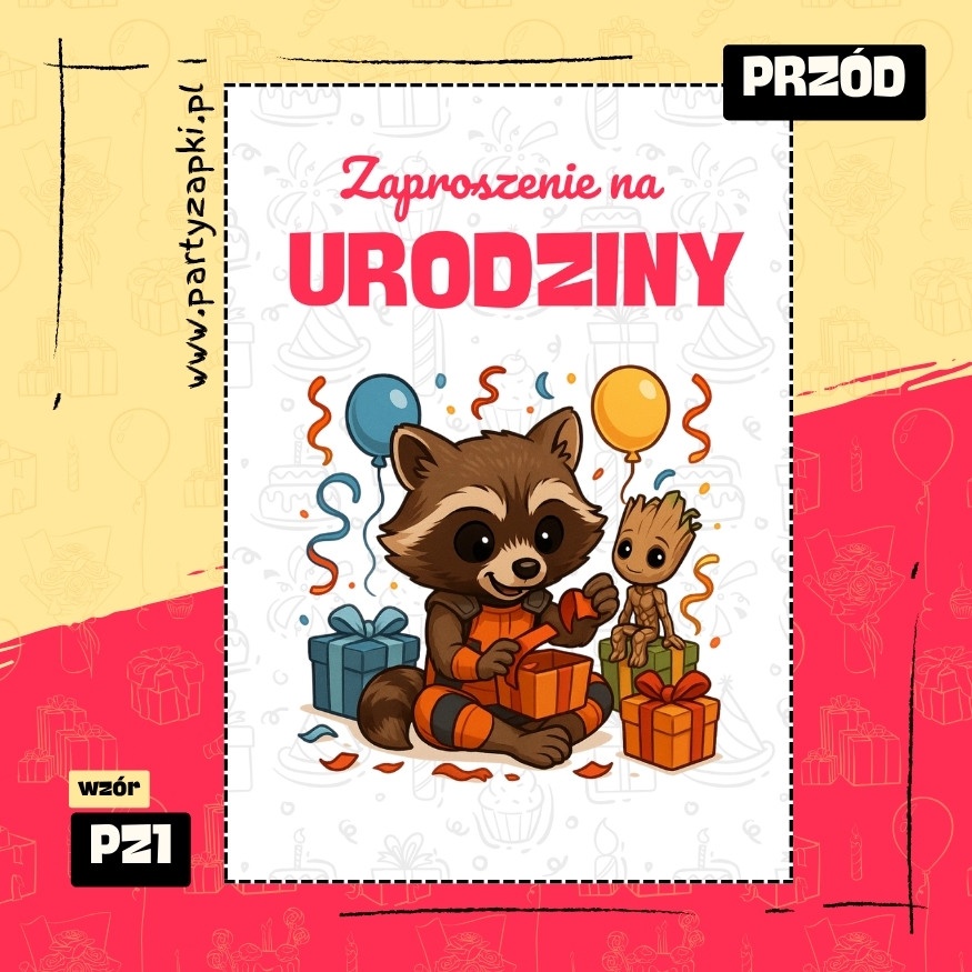 groot straznicy galaktyki zaproszenie na urodziny 01 pz1 przod