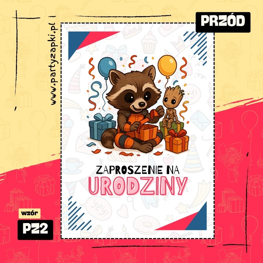 groot straznicy galaktyki zaproszenie na urodziny 01 pz2 przod