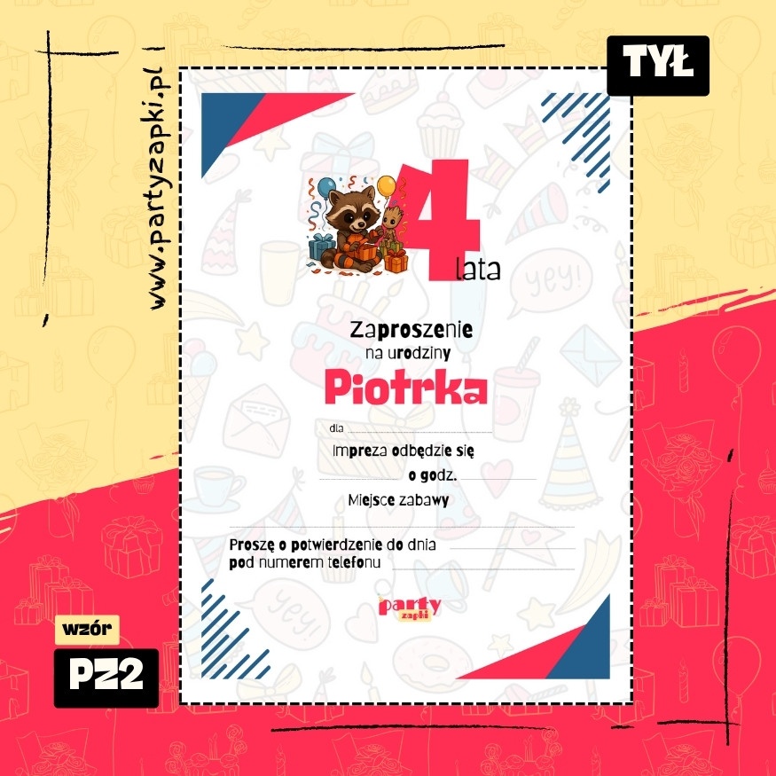 groot straznicy galaktyki zaproszenie na urodziny 01 pz2 tyl