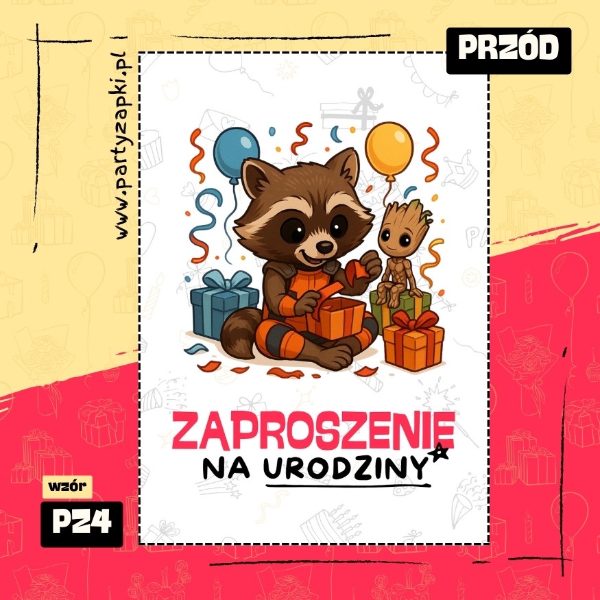 groot straznicy galaktyki zaproszenie na urodziny 01 pz4 przod