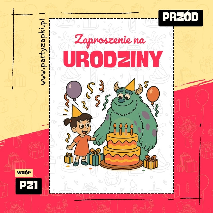 sulley potwory i spolka zaproszenie na urodziny 01 pz1 przod