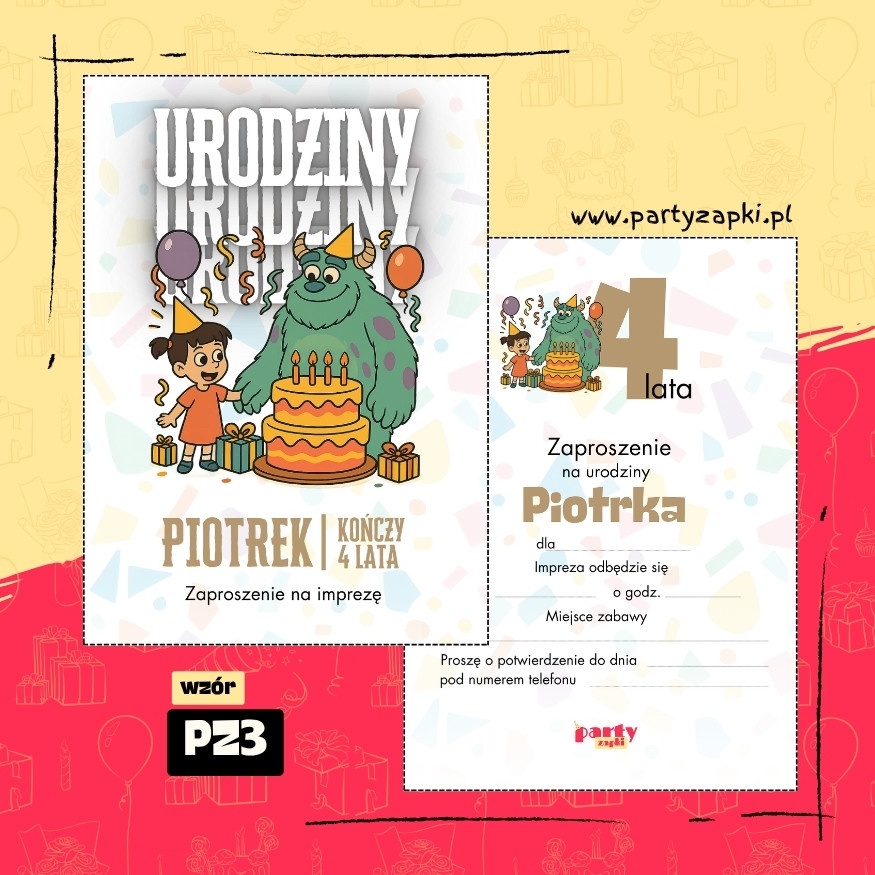 sulley potwory i spolka zaproszenie na urodziny 01 pz3