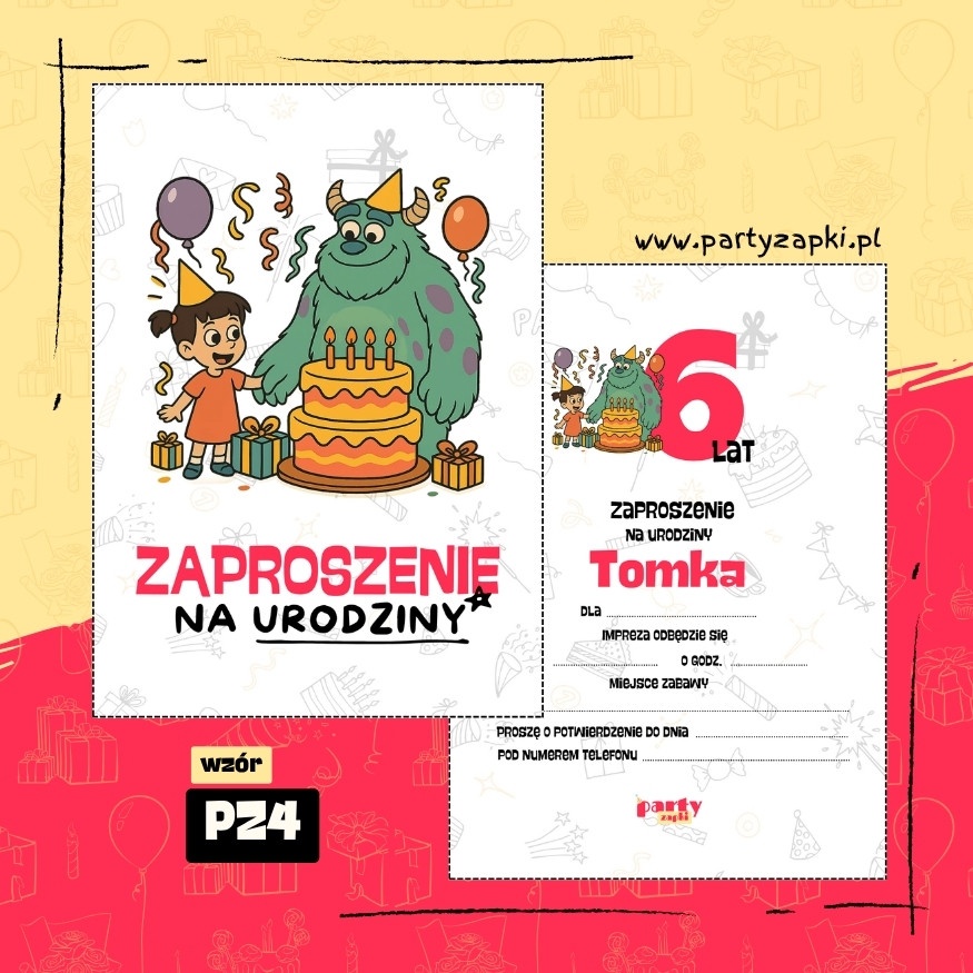 sulley potwory i spolka zaproszenie na urodziny 01 pz4