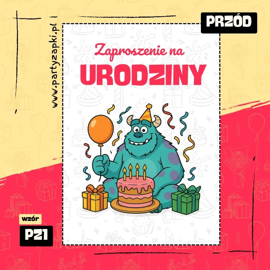 sulley potwory i spolka zaproszenie na urodziny 01 pz1 przod