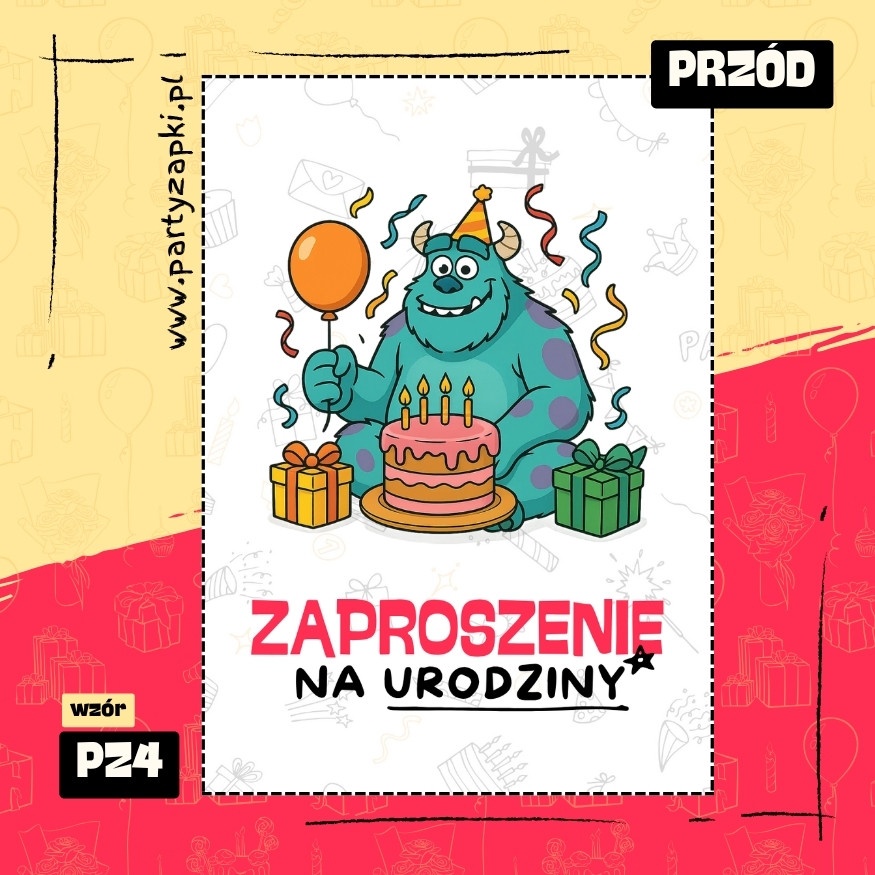 sulley potwory i spolka zaproszenie na urodziny 01 pz4 przod