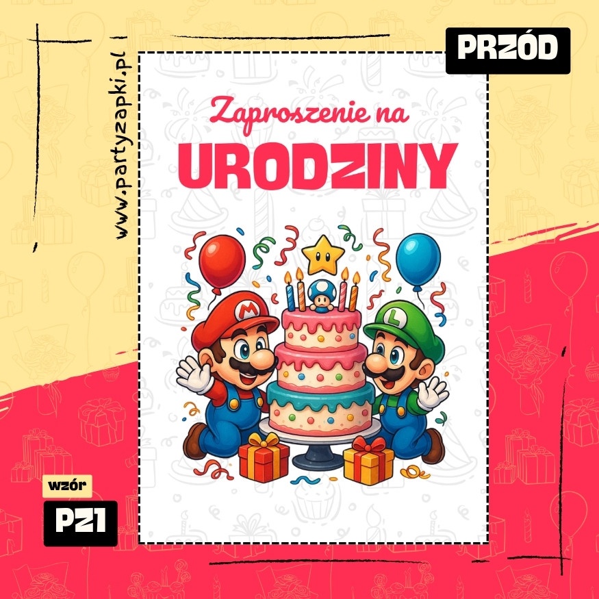 super mario zaproszenie na urodziny 01 pz1 przod
