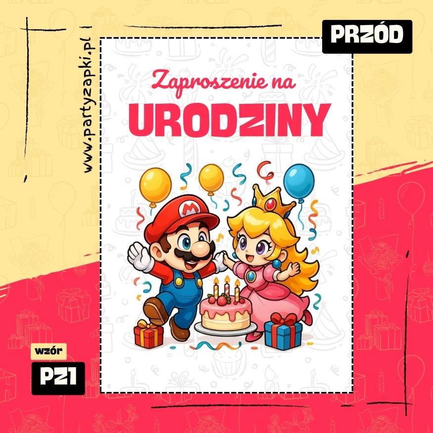 super mario zaproszenie na urodziny 01 pz1 przod
