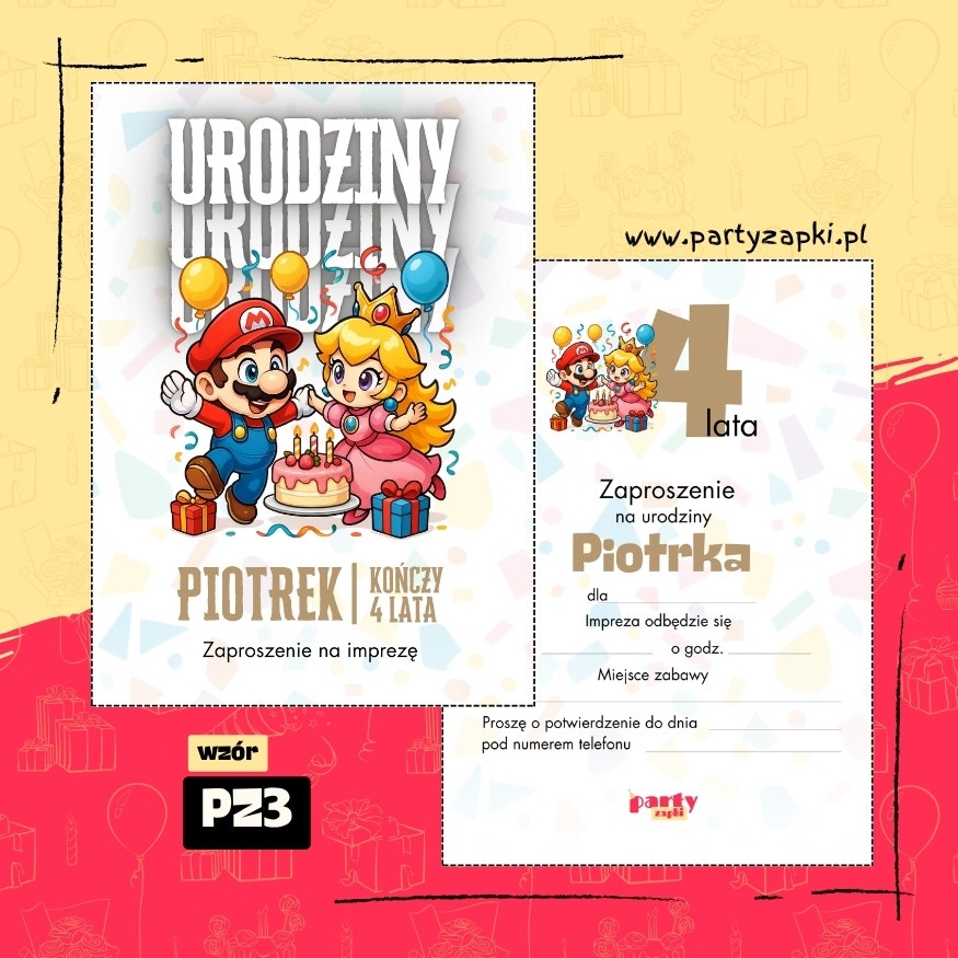 super mario zaproszenie na urodziny 07 pz3