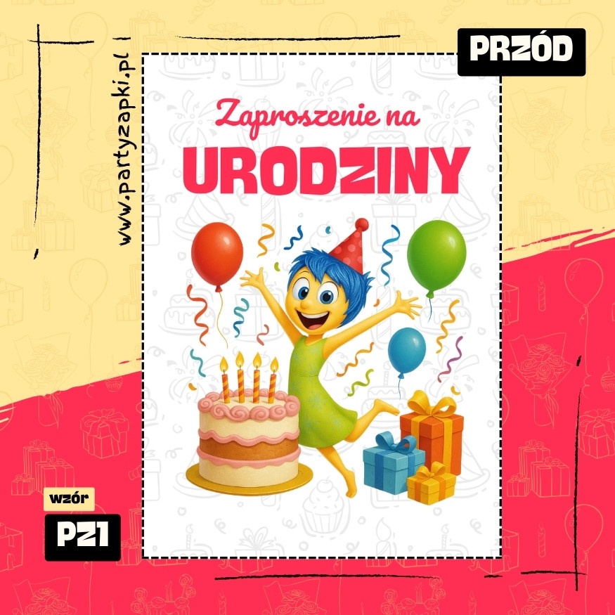 radosc w glowie sie nie miesci zaproszenie na urodziny 01 pz1 przod