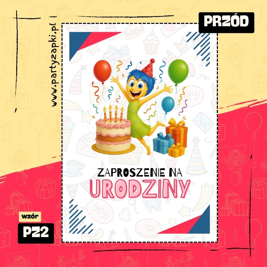 radosc w glowie sie nie miesci zaproszenie na urodziny 01 pz2 przod