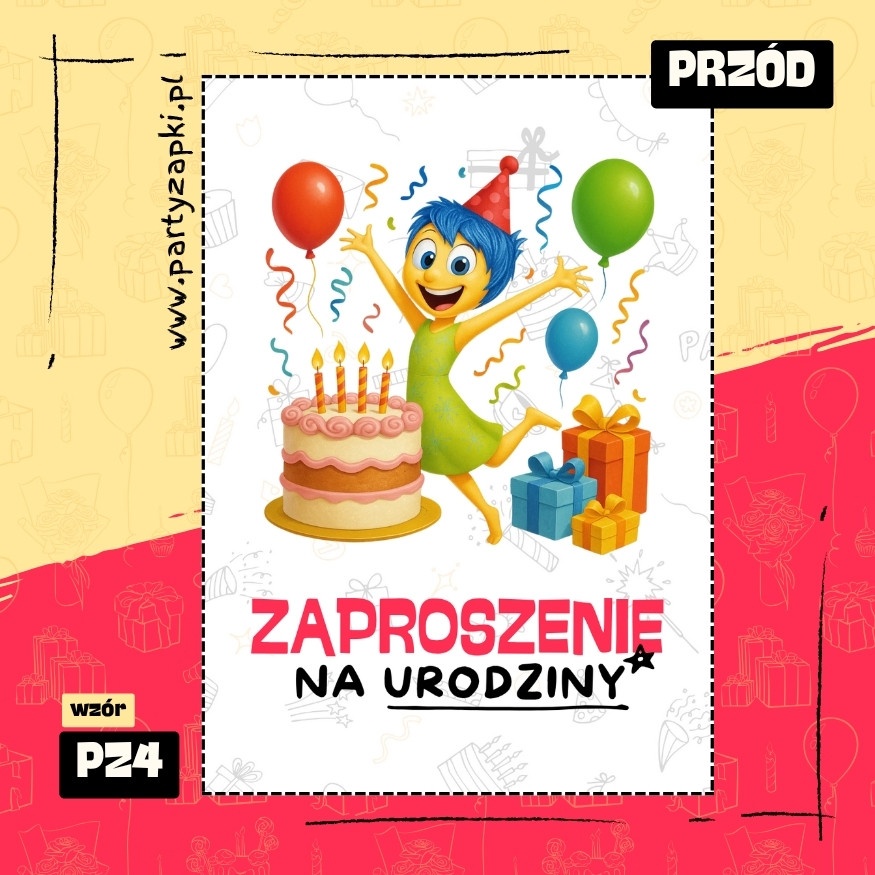 radosc w glowie sie nie miesci zaproszenie na urodziny 01 pz4 przod