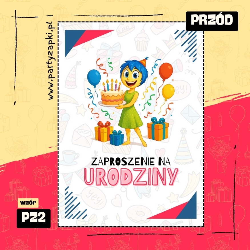 radosc w glowie sie nie miesci zaproszenie na urodziny 01 pz2 przod