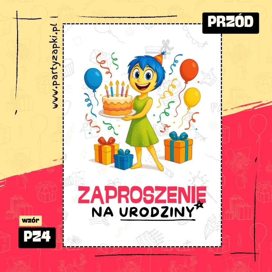 radosc w glowie sie nie miesci zaproszenie na urodziny 01 pz4 przod