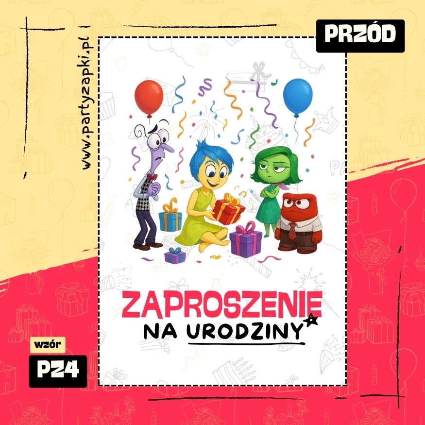 radosc w glowie sie nie miesci zaproszenie na urodziny 01 pz4 przod
