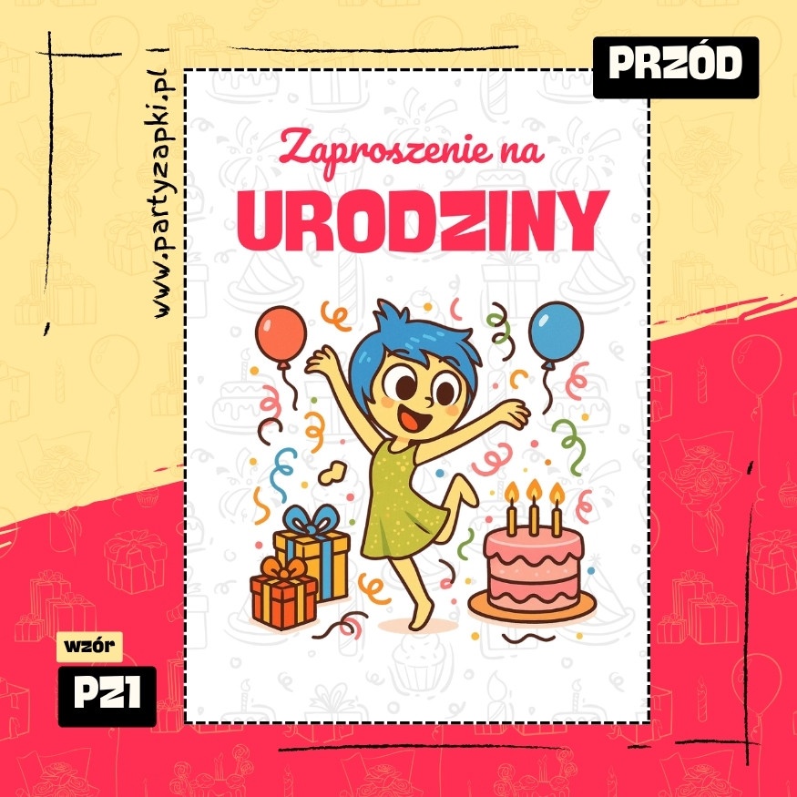 radosc w glowie sie nie miesci zaproszenie na urodziny 01 pz1 przod