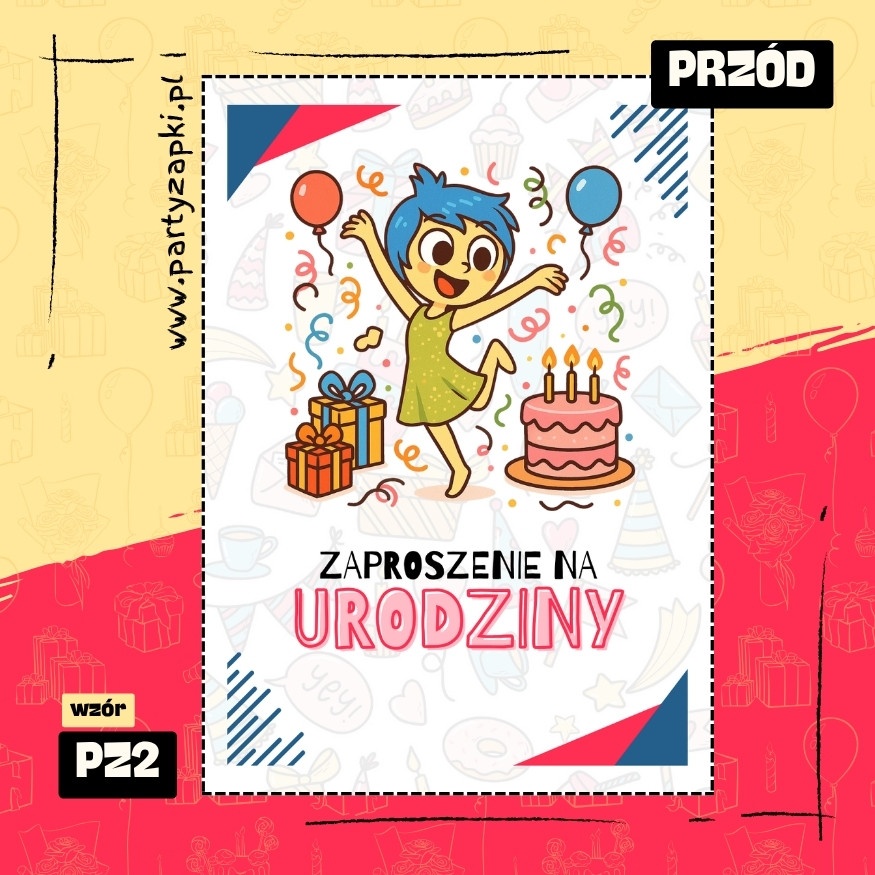 radosc w glowie sie nie miesci zaproszenie na urodziny 01 pz2 przod