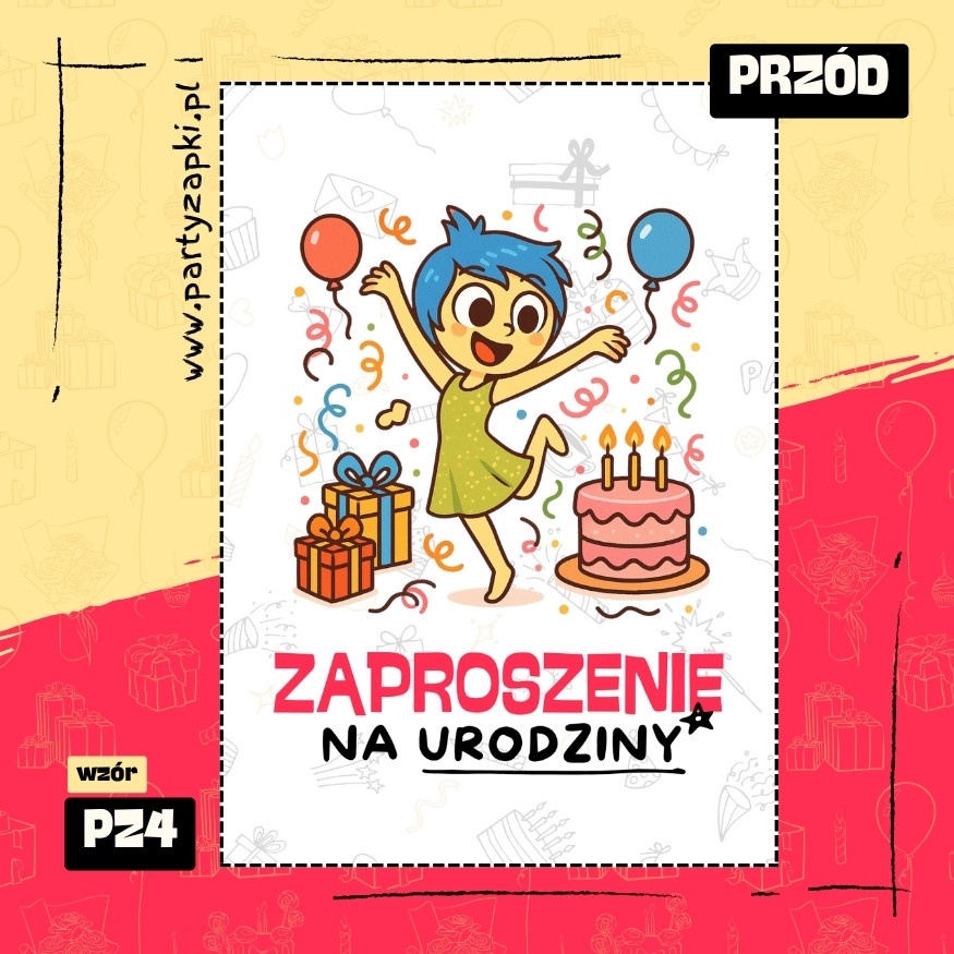 radosc w glowie sie nie miesci zaproszenie na urodziny 01 pz4 przod