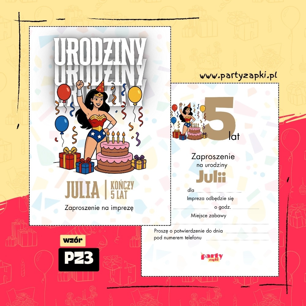 wonder woman zaproszenie na urodziny 01 pz3